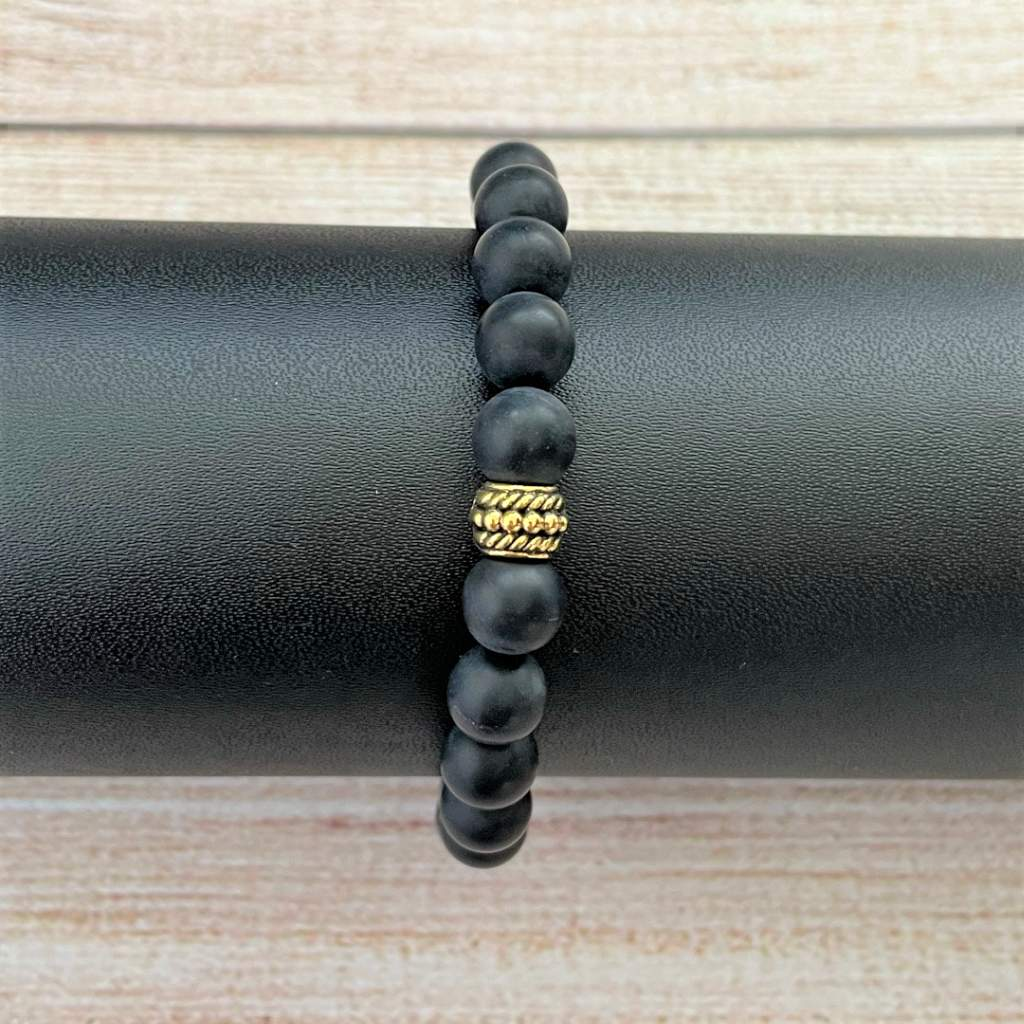 Black and Gold Beaded Bracelet | Brync